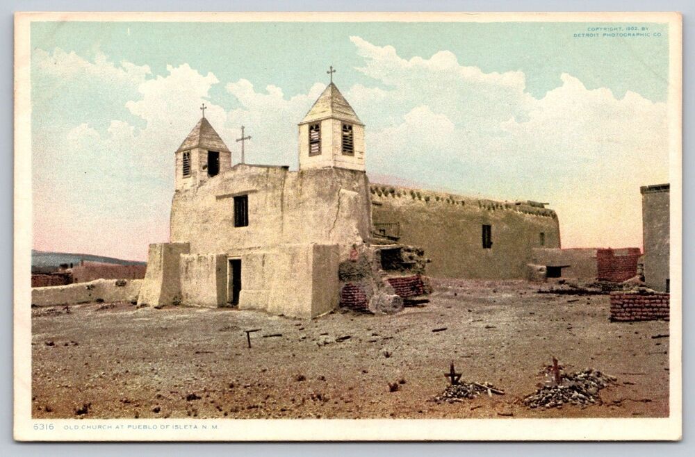 Antique 1907 Detroit Publishing Postcard 6316 Old Church Pueblo of Isletta NM
